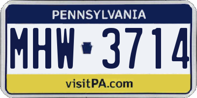 PA license plate MHW3714