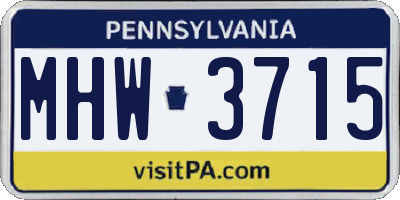 PA license plate MHW3715