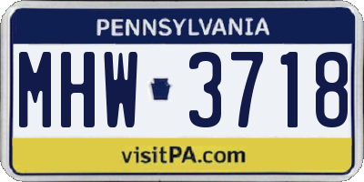 PA license plate MHW3718