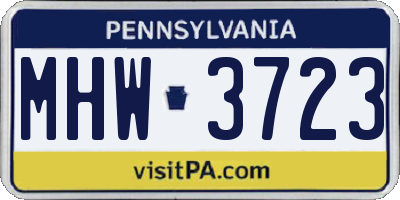PA license plate MHW3723