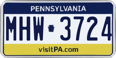 PA license plate MHW3724