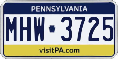 PA license plate MHW3725