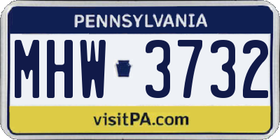 PA license plate MHW3732