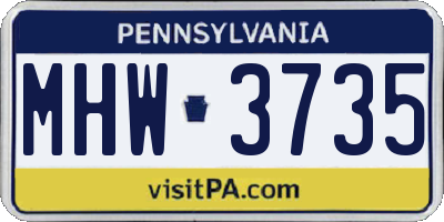 PA license plate MHW3735