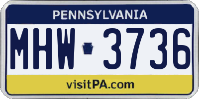 PA license plate MHW3736