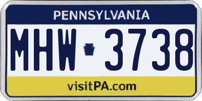 PA license plate MHW3738
