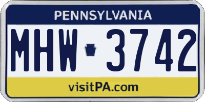 PA license plate MHW3742