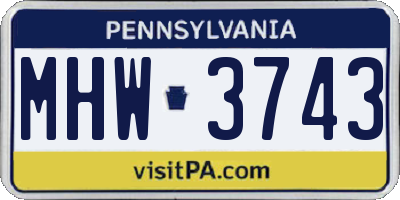 PA license plate MHW3743
