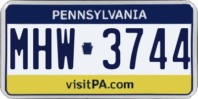 PA license plate MHW3744