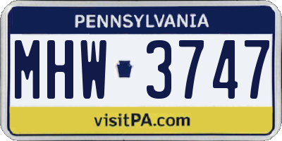 PA license plate MHW3747