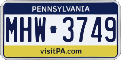 PA license plate MHW3749