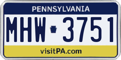 PA license plate MHW3751