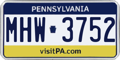 PA license plate MHW3752