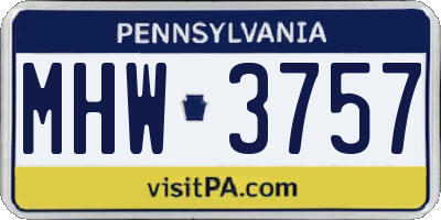 PA license plate MHW3757