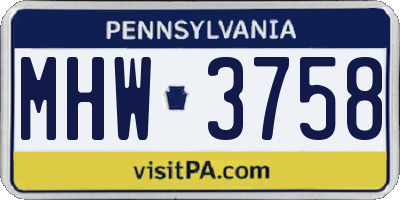 PA license plate MHW3758