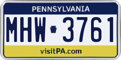 PA license plate MHW3761