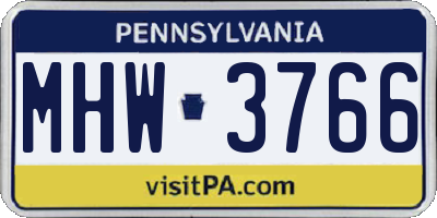 PA license plate MHW3766