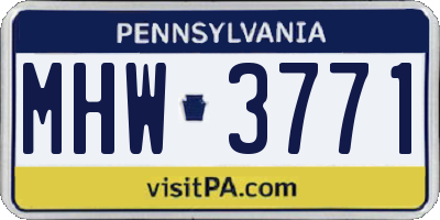PA license plate MHW3771