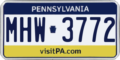 PA license plate MHW3772