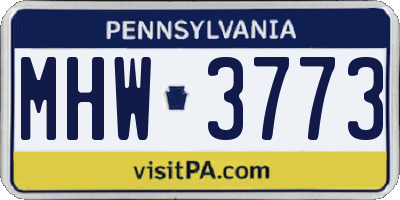PA license plate MHW3773
