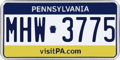 PA license plate MHW3775