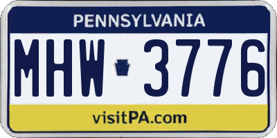 PA license plate MHW3776