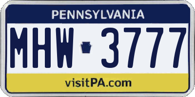 PA license plate MHW3777