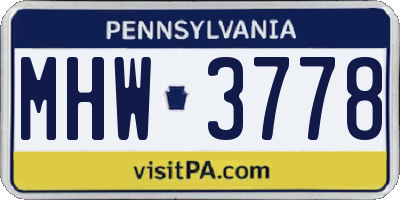 PA license plate MHW3778