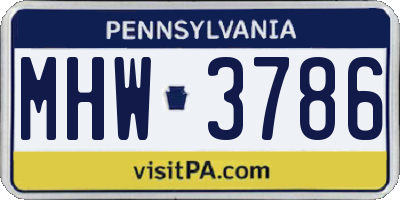 PA license plate MHW3786