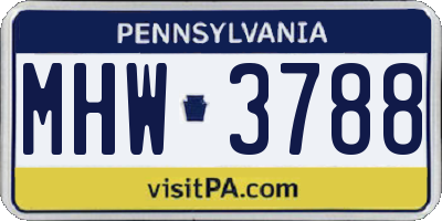 PA license plate MHW3788