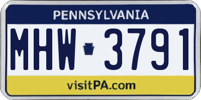 PA license plate MHW3791