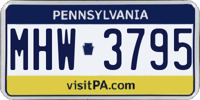 PA license plate MHW3795