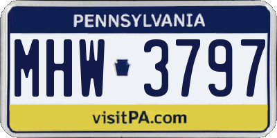 PA license plate MHW3797