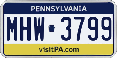 PA license plate MHW3799