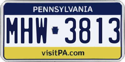 PA license plate MHW3813