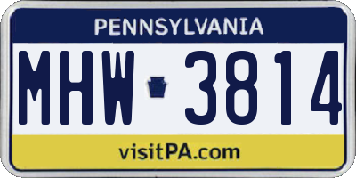 PA license plate MHW3814