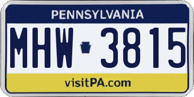 PA license plate MHW3815
