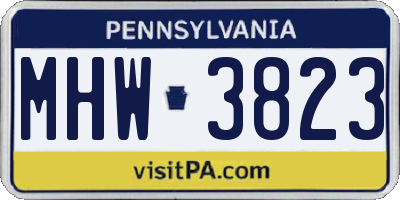 PA license plate MHW3823