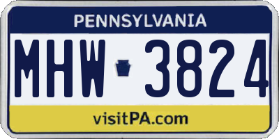 PA license plate MHW3824