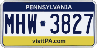 PA license plate MHW3827