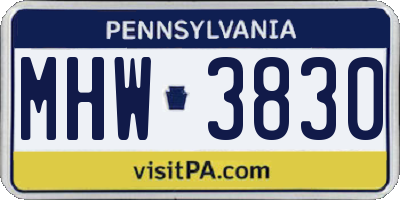 PA license plate MHW3830