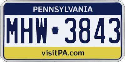 PA license plate MHW3843