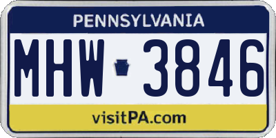 PA license plate MHW3846