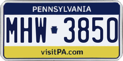 PA license plate MHW3850