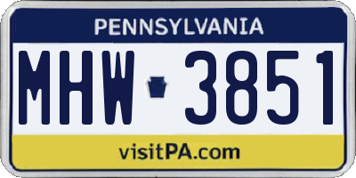 PA license plate MHW3851