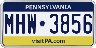 PA license plate MHW3856