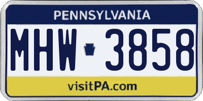PA license plate MHW3858
