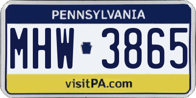 PA license plate MHW3865