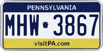 PA license plate MHW3867