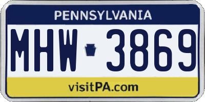 PA license plate MHW3869